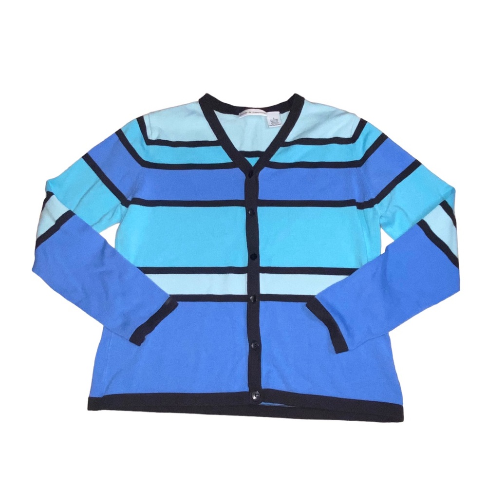 Croft & Barrow Blue Color Block Cardigan Sweater - women’s Small